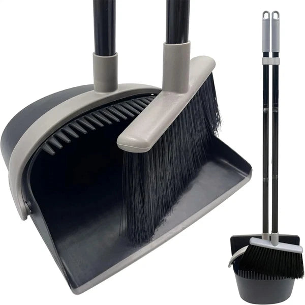 Long Handled Dustpan and Brush Set Strong Metal Handle Dust Pan & Broom Sweeper