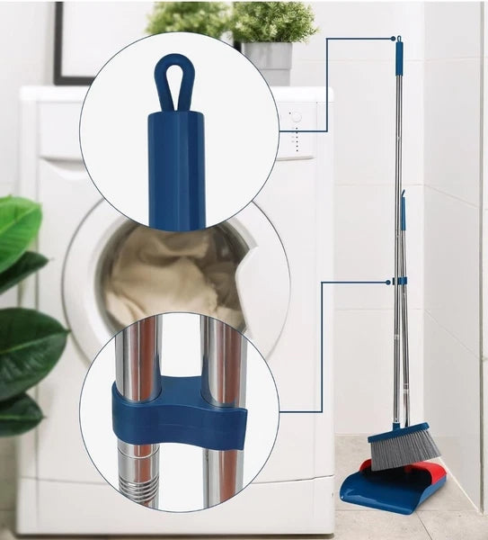 Stand Up Dustpan and Broom Set 50” Long Handle Broom with Dust Pan, 20°...