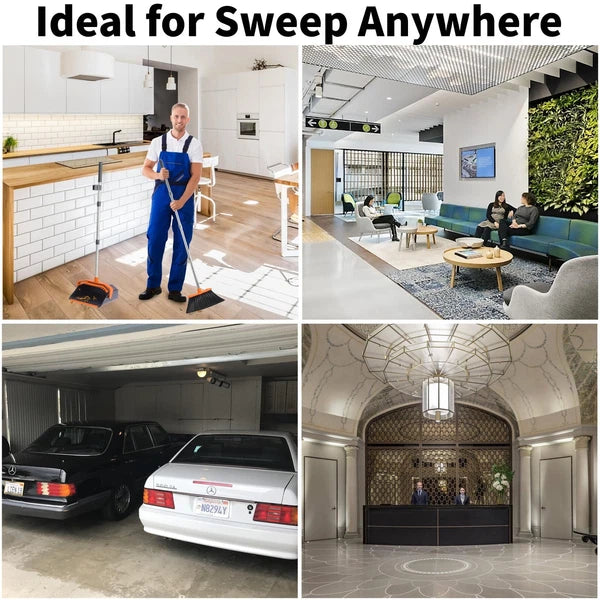 Tiumso Broom and Dustpan Set with 51'' Long Handle, Upright Broom and Dustpan...