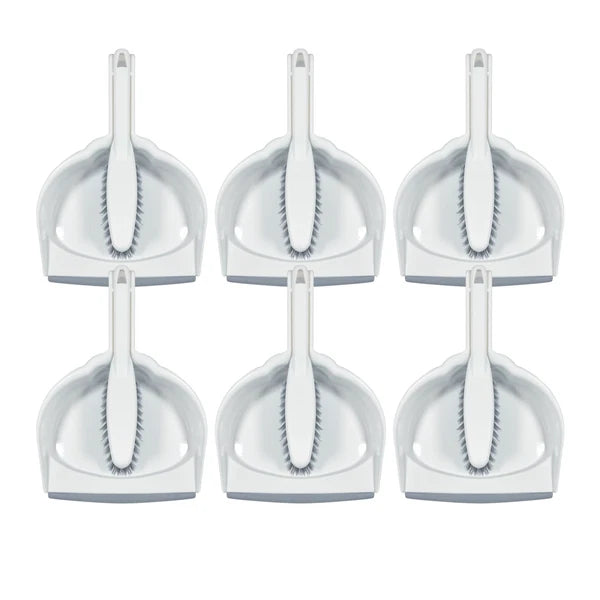 LOLA Clip-On Dust Pan & Brush Set with Dust Catching Rubber Lip - 6 Sets