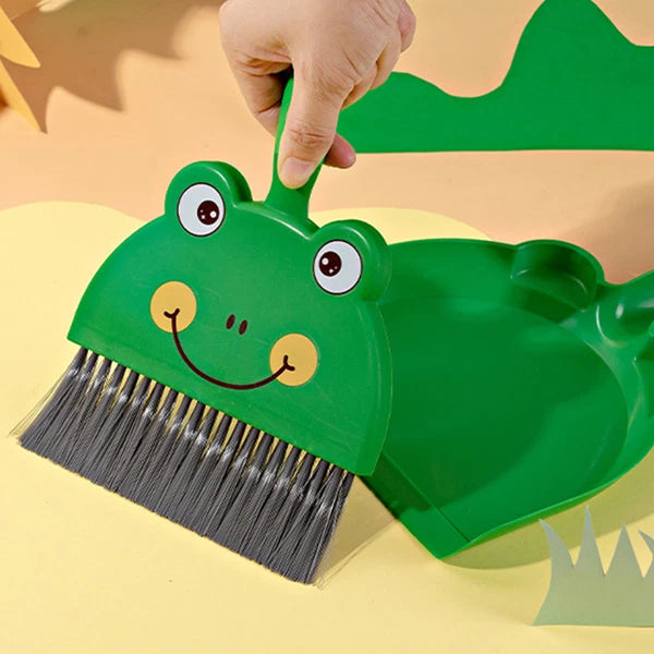 Dustpan and Brush Set Cartoon Mini Portable Cleaning Broom with Dust Pan