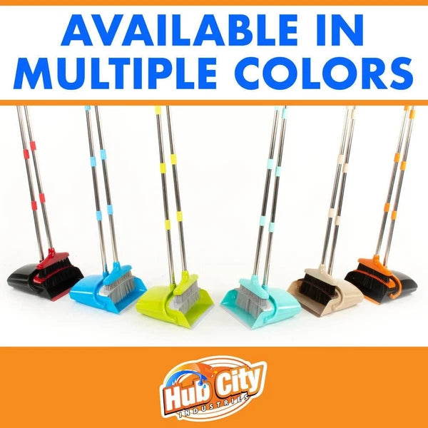 Hub City Industry Heavy Duty Broom and Dustpan Combo Set with Commercial Long...