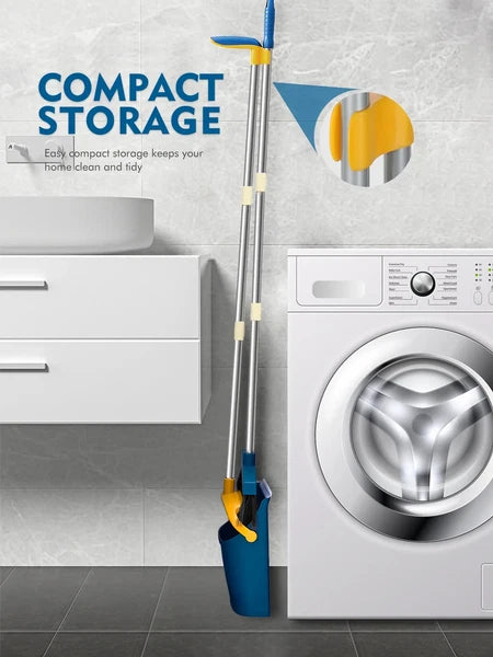 Upgrade Broom and Dustpan Set for Home,Self-Cleaning with Dustpan Teeth,51.2In,S