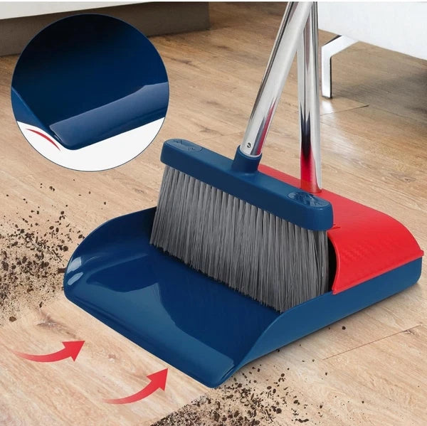 Stand Up Dustpan and Broom Set 50” Long Handle Broom with Dust Pan, 20°...