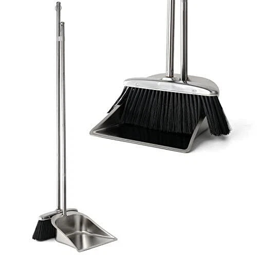 Heavy Duty Broom and Dustpan Set Stainless Steel Broom and Dustpan Set with