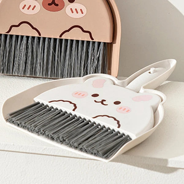 Dustpan and Brush Set Cartoon Mini Portable Cleaning Broom with Dust Pan