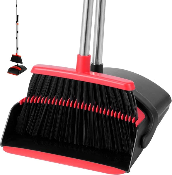 Broom and Dustpan Set, Broom with Dustpan Combo Set with Adjustable Handle Dust