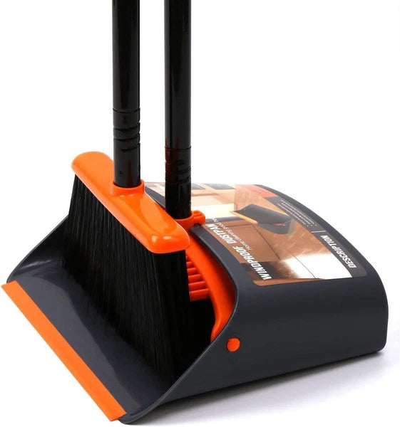 Broom and Dustpan Set with 52" Long Handle for Home Kitchen Room Office Lobby Fl