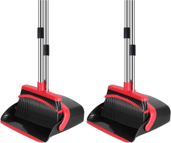 Broom and Dustpan Set, 52-in Long Adjustable Handle Broom Dustpan Combo