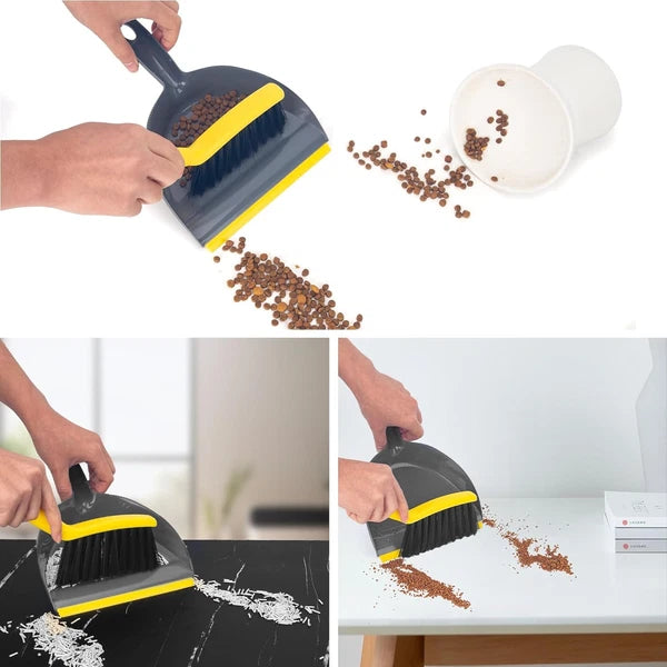 Dustpan and Broom Set Small,Mini Handheld Dust pan Bgreyyellow Mini Brush Pan