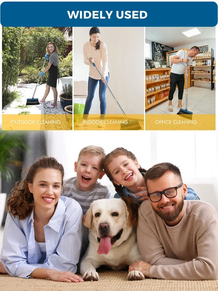 Upgrade Broom and Dustpan Set for Home,Self-Cleaning with Dustpan Teeth,51.2In,S