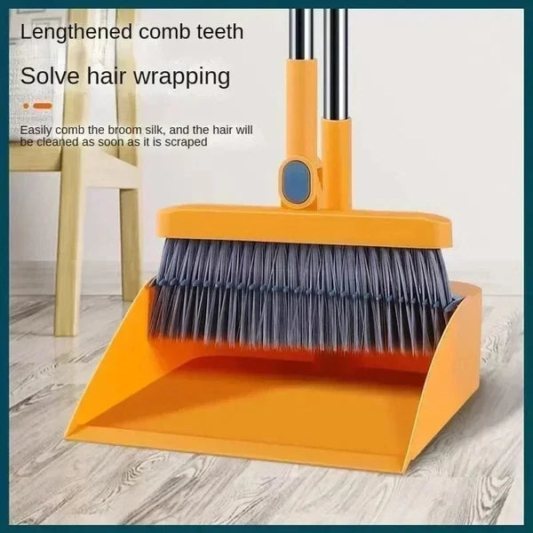 Foldable Long Handle Broom And Dustpan Set For Cleaning Home Kitchen Floor Sweep
