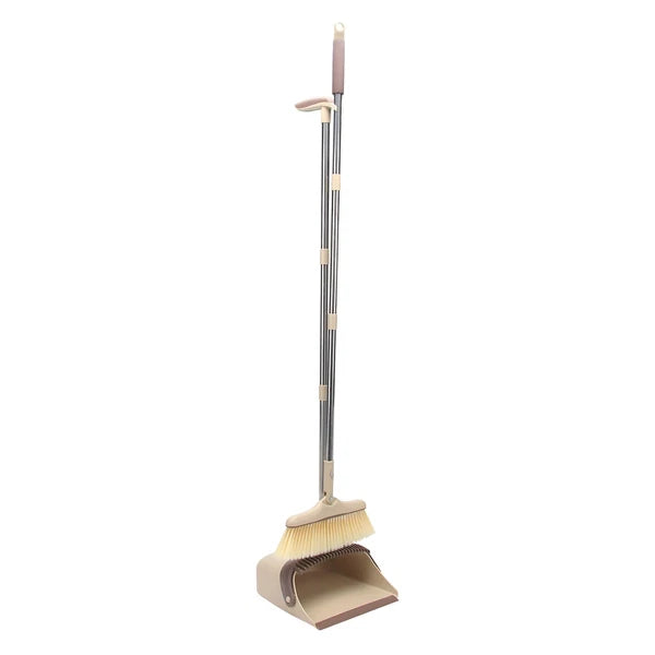 Broom and Dustpan Set with Long Handle Stand Up Pan for Home Office Lobby Use