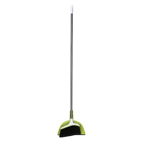 Casabella Basics Angled Set, Silver/Green, Broom with Dustpan