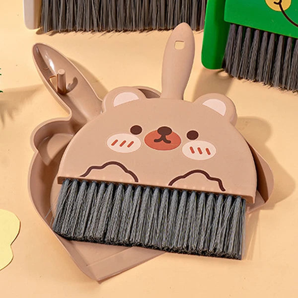 Dustpan and Brush Set Cartoon Mini Portable Cleaning Broom with Dust Pan
