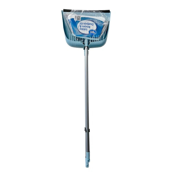Great Value Lobby Broom and Dustpan Set, 2.75" x 11.81" x 41", Blue