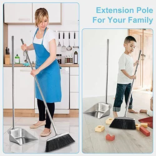 Heavy Duty Broom and Dustpan Set Stainless Steel Broom and Dustpan Set with
