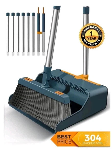 BIMZUC Broom and Dustpan Set for Home, Extendable to 50.4'' Long Handle Broom...
