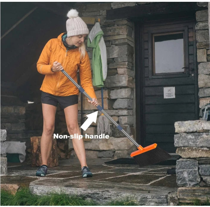 Broom and Dustpan Set, Self-Cleaning, Indoor Outdoor Use, Pets Home, Gray/Orange