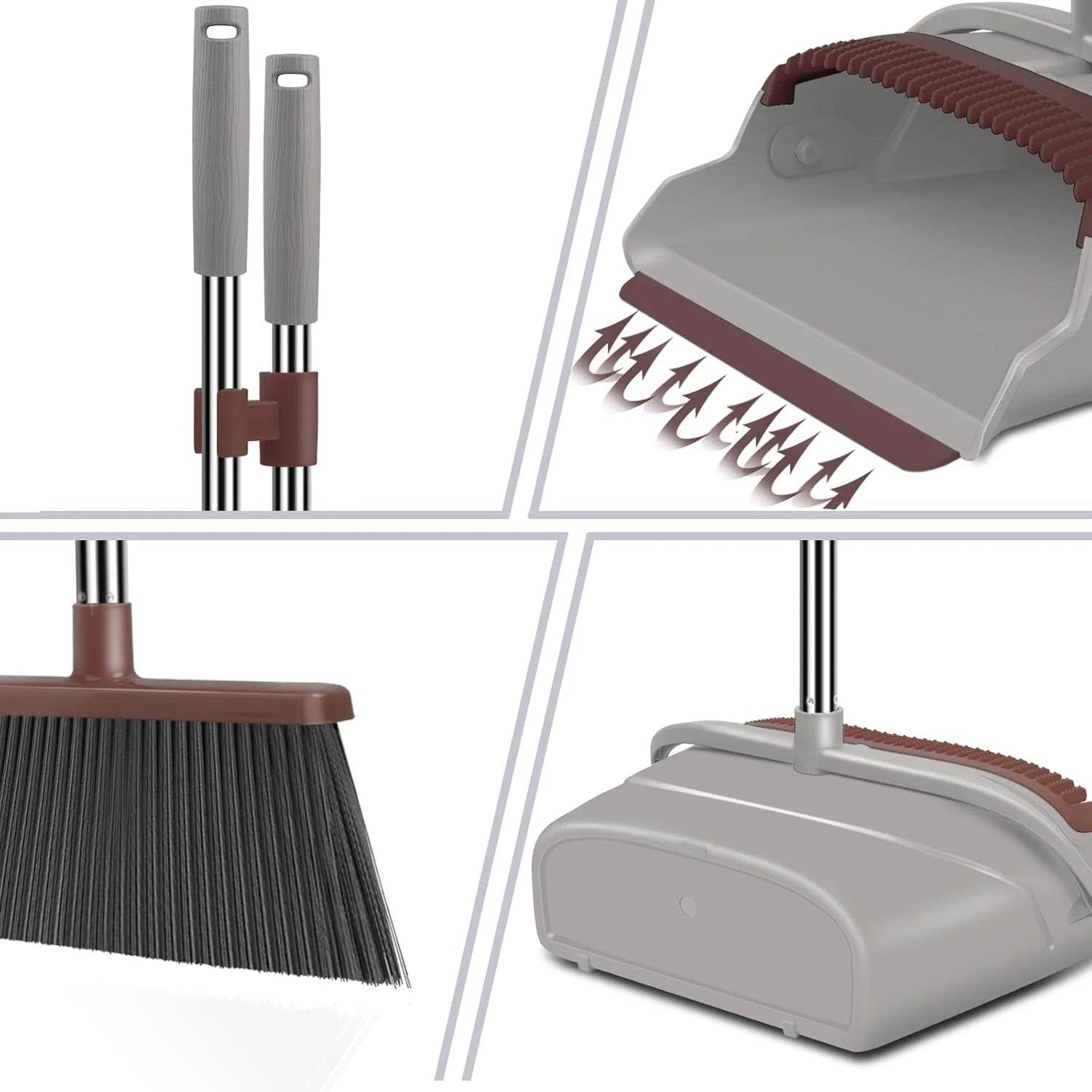 Broom and Dustpan Set, Self-Cleaning with Dustpan Teeth, Ideal for Dog Cat Pets