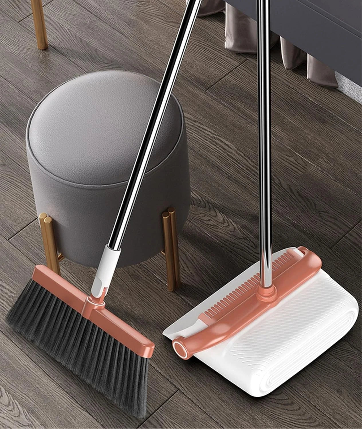 180° Rotating Broom with Dustpan Combo Set,Long Handle Broom and Dust Pan Set