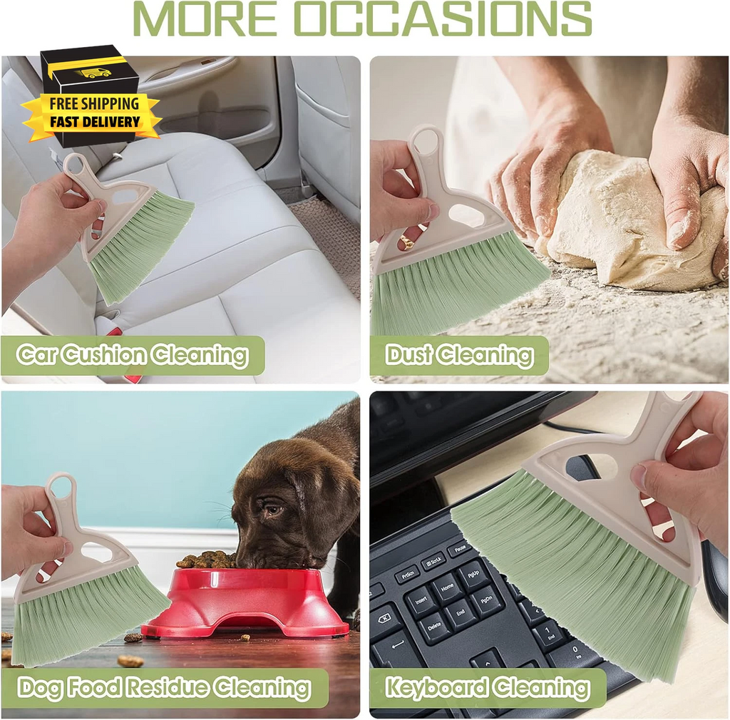 Small Broom and Dustpan Cleaning Set, Mini Whisk Dustpan and Brush with Handle P