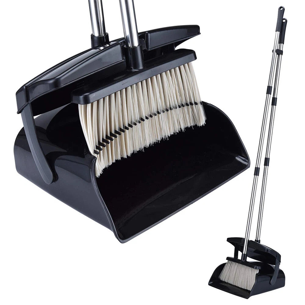 Upright Broom Dustpan Combo Sweep Set with 50" Extended Adjustable Handle Large