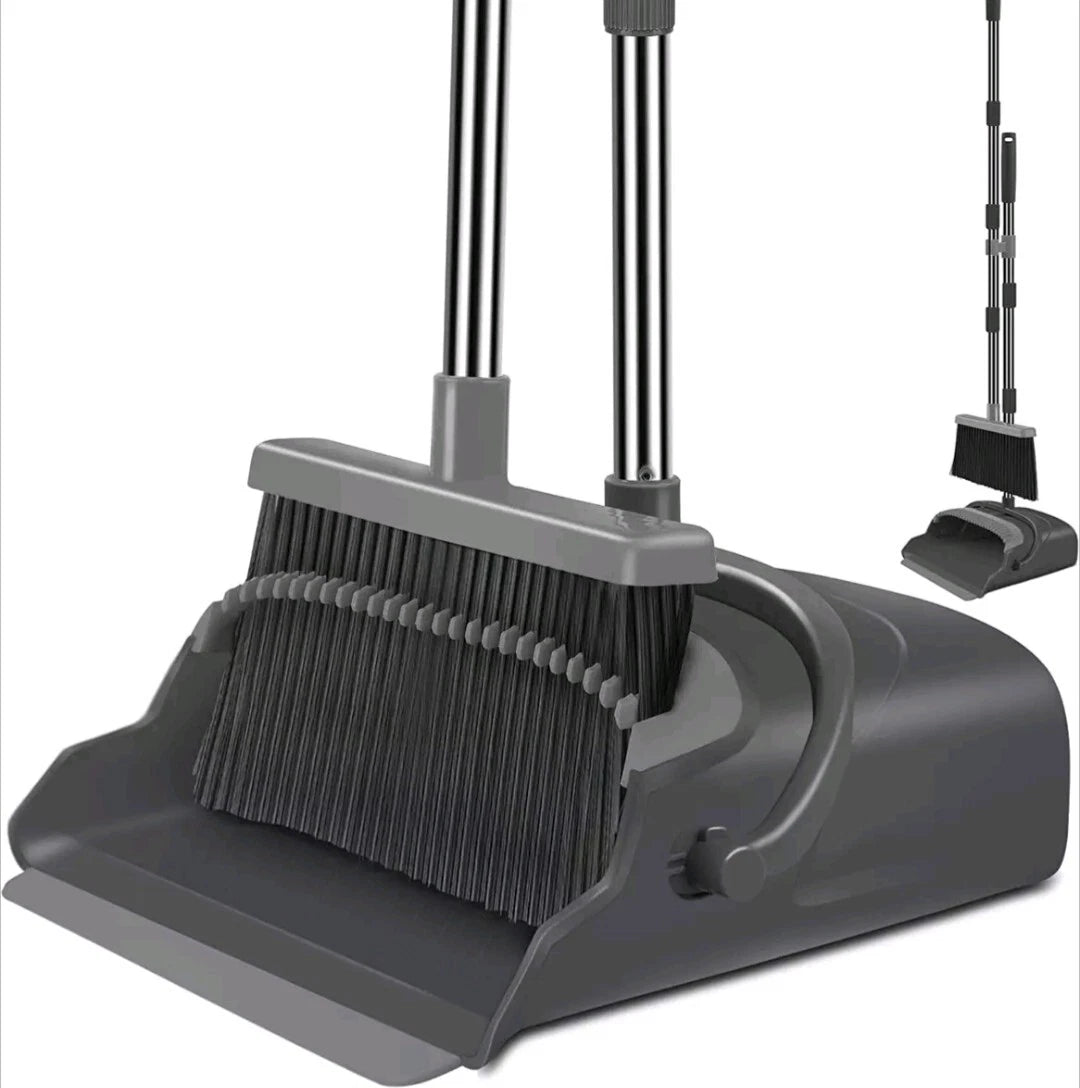 Broom and Dustpan Set for Home, Office, Indoor&Outdoor Sweeping, Stand up Broom