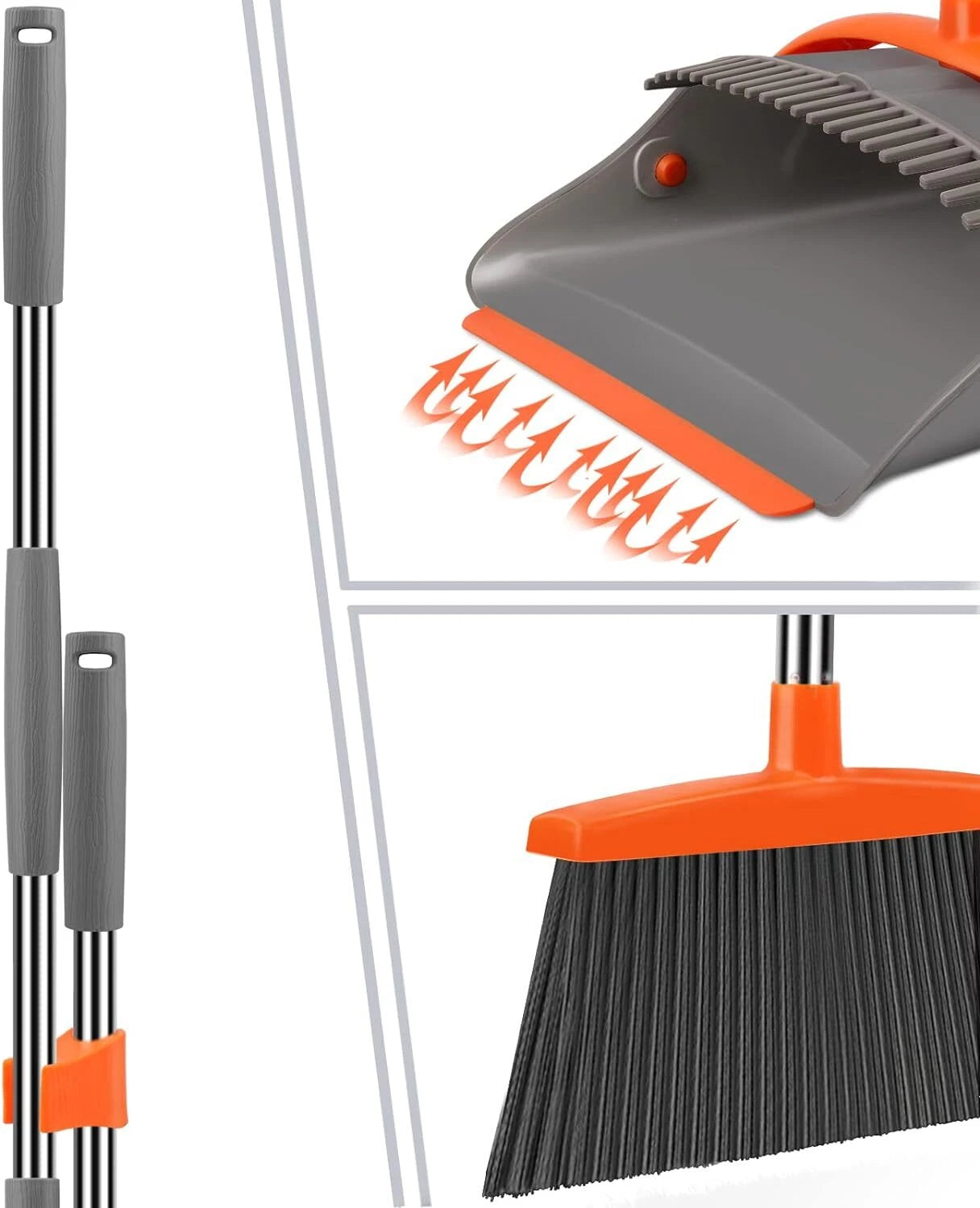 Broom and Dustpan Set for Home, Broom and Dustpan Combo for Office, Long Handle