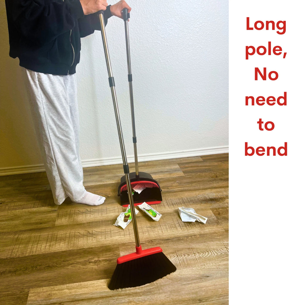 awnii Broom and Dustpan Combo Set, Adjustable Handle  , for Home Offices Hotels