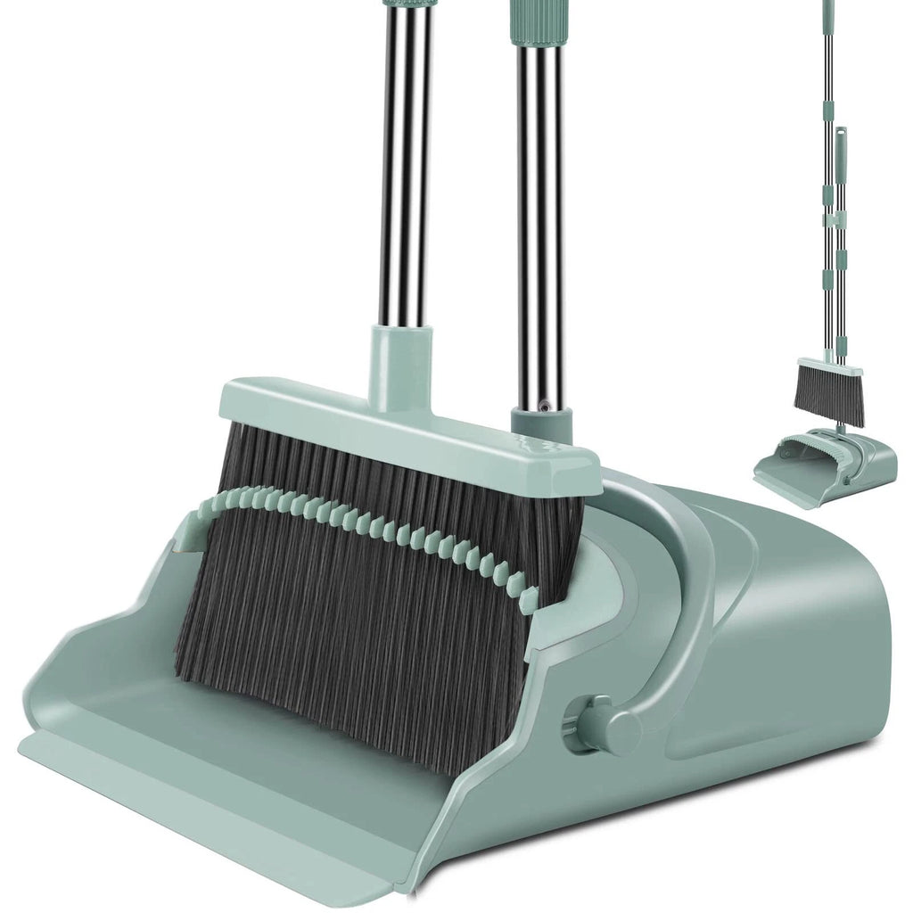 kelamayi Upgrade Broom and Dustpan Set, Self-Cleaning with Dustpan Teeth for Dog