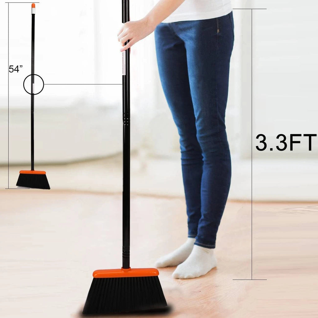 Broom and Dustpan Set with 52" Long Handle for Home Kitchen Room Office Lobby Fl