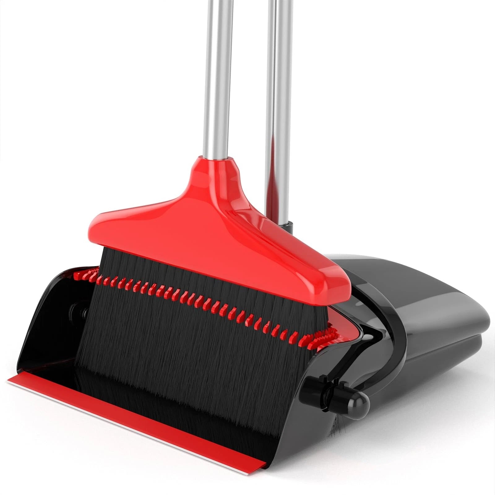 Broom with Dustpan Combo Set 54" Long Handle Adjustable Length Stainless Stee...