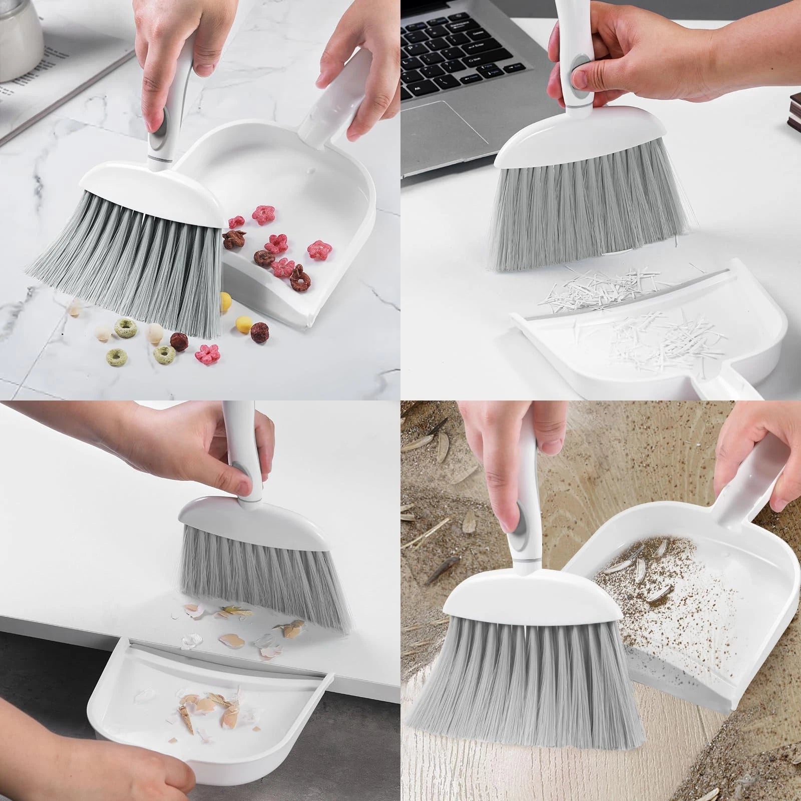 Small Dust Pan and Brush Set Mini Broom and Dustpan Hand and Combo with Teeth