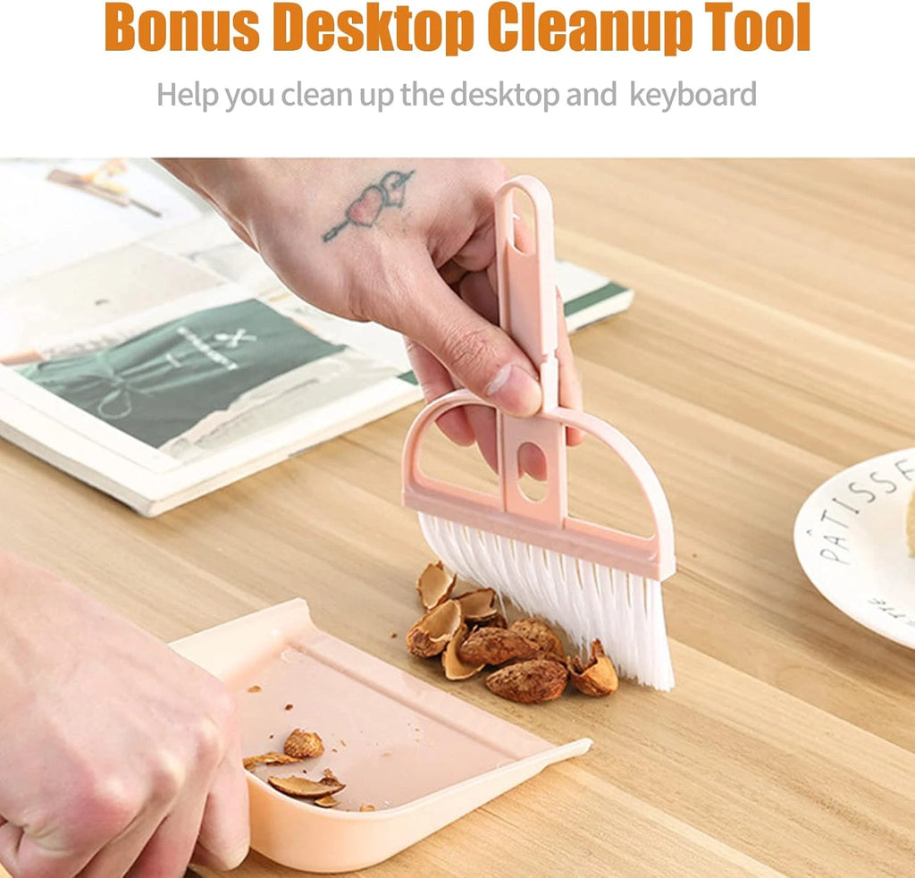 Broom and Dustpan Set with Long Handle, Windproof Stand up Dustpan with Broom Co