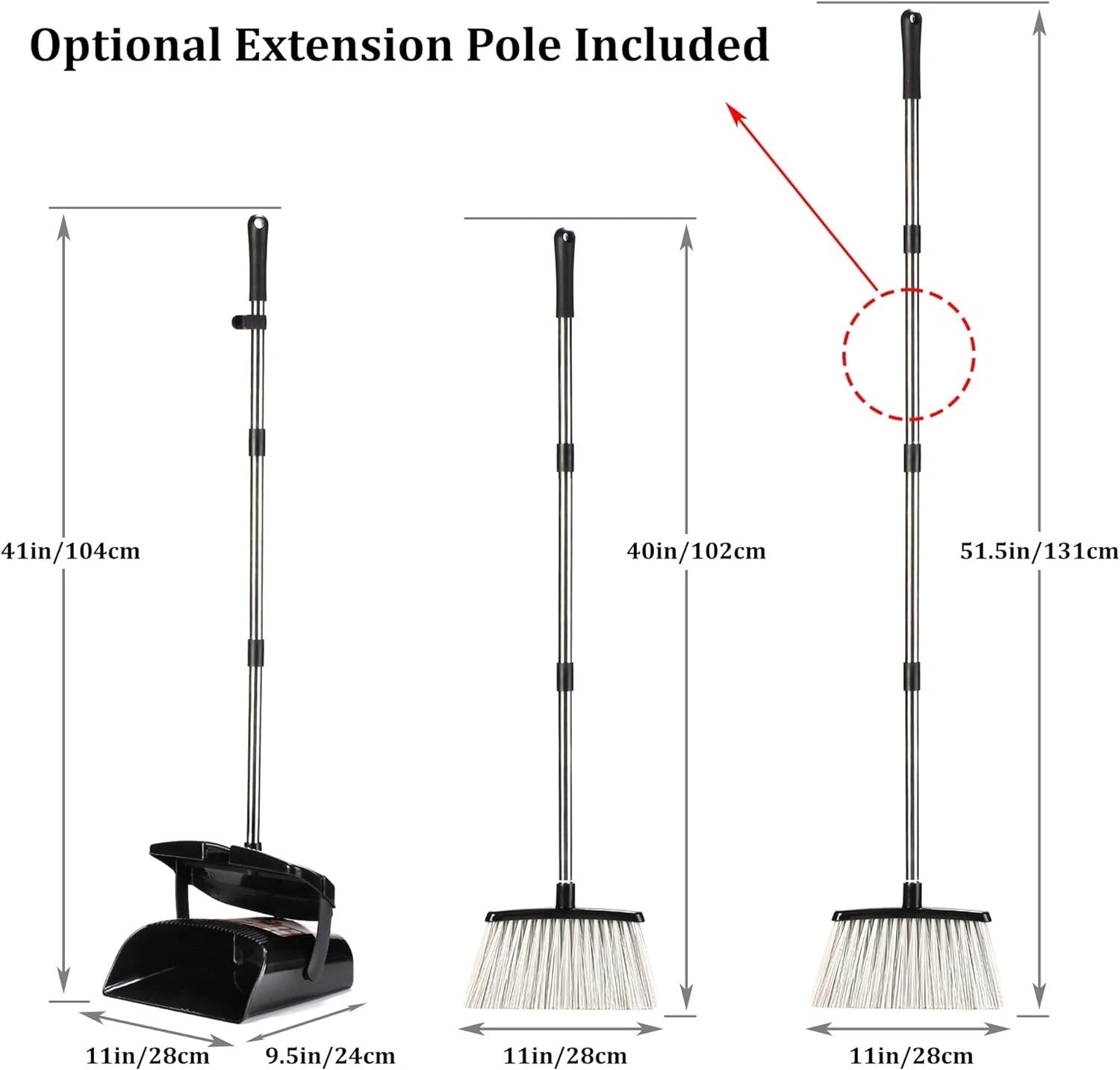 2024 New Design Dustpan and Broom Set with Built-in Scraper for Home Use