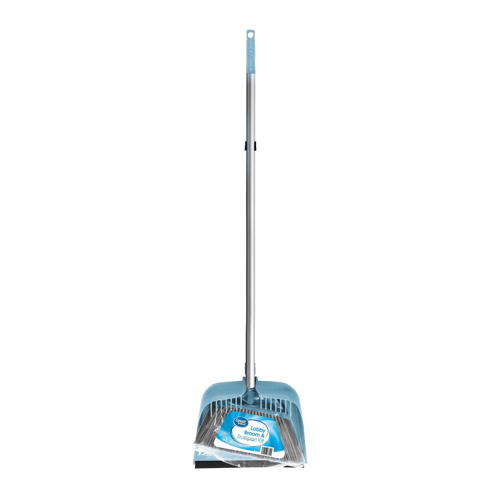 Lobby Broom and Dustpan Set, 2.75" x 11.81" x 41", Blue