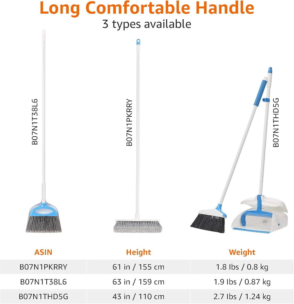 Amazon Basics Dustpan Broom Set, Blue and White