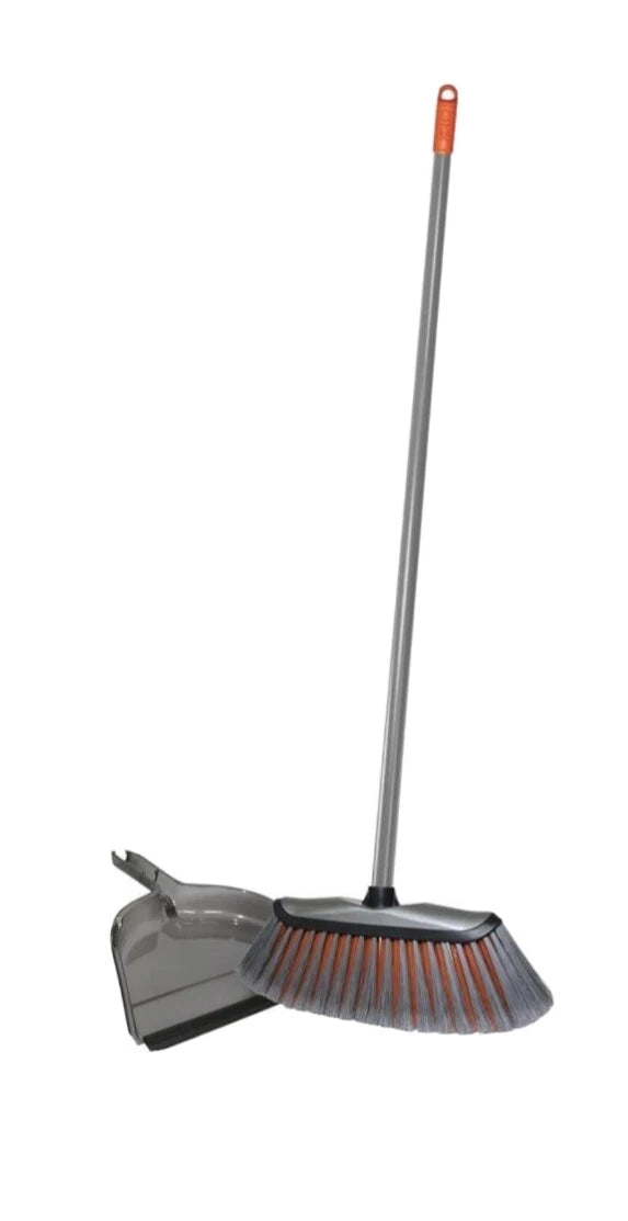 Smooth indoor broom and dustpan set ideal for hardwood