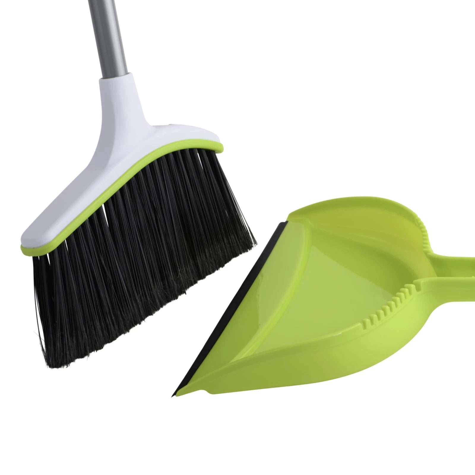 Casabella Basics Angled Set, Silver/Green, Broom with Dustpan