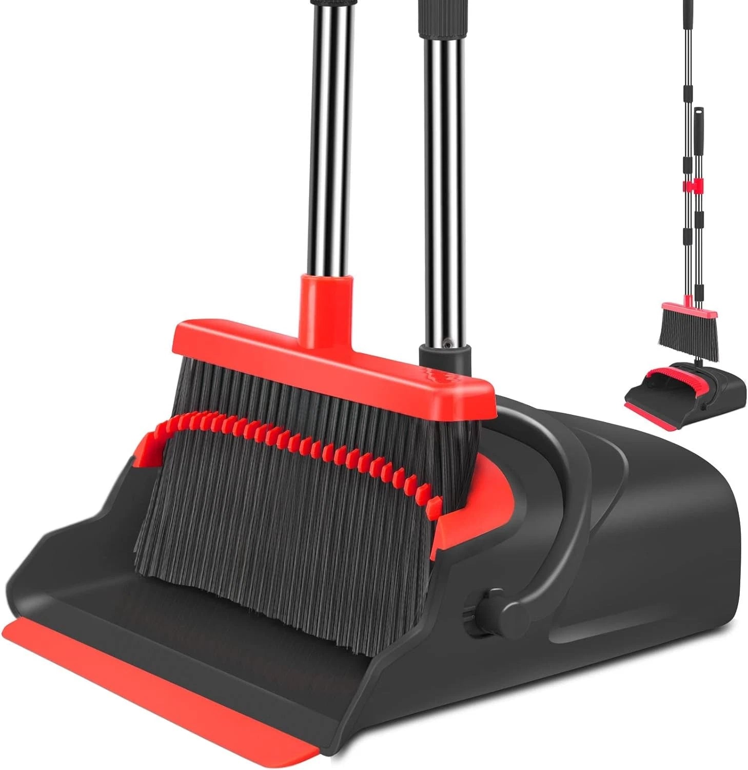 Broom and Dustpan Set, Self-Cleaning with Dustpan Teeth, Ideal for Dog Cat Pets