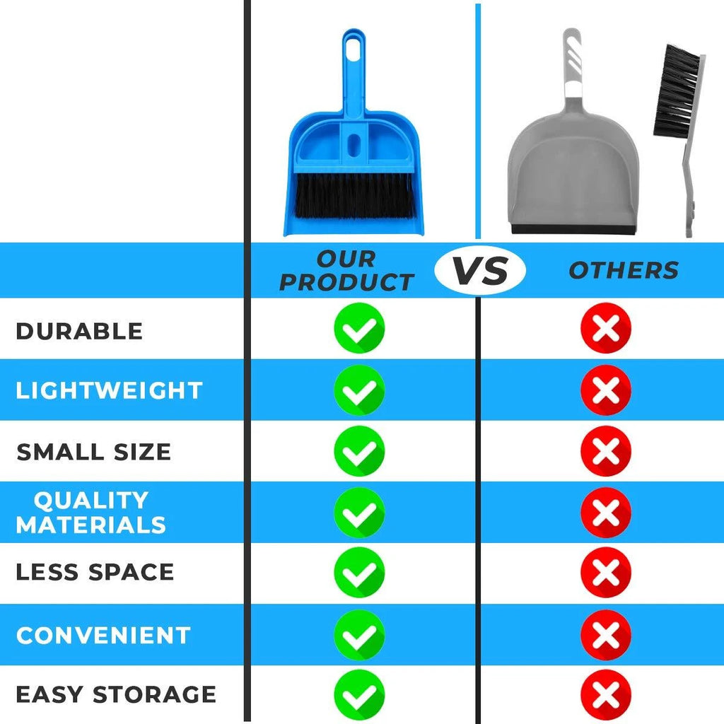 Mini Broom and Dustpan Set for Home Car Small Spaces Pets Camping Cleaning Kit