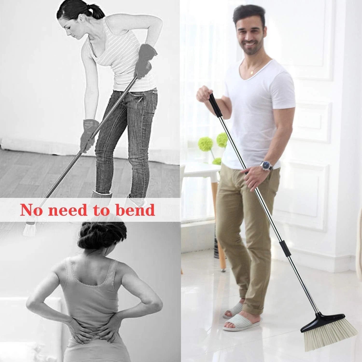 2024 New Design Dustpan and Broom Set with Built-in Scraper for Home Use