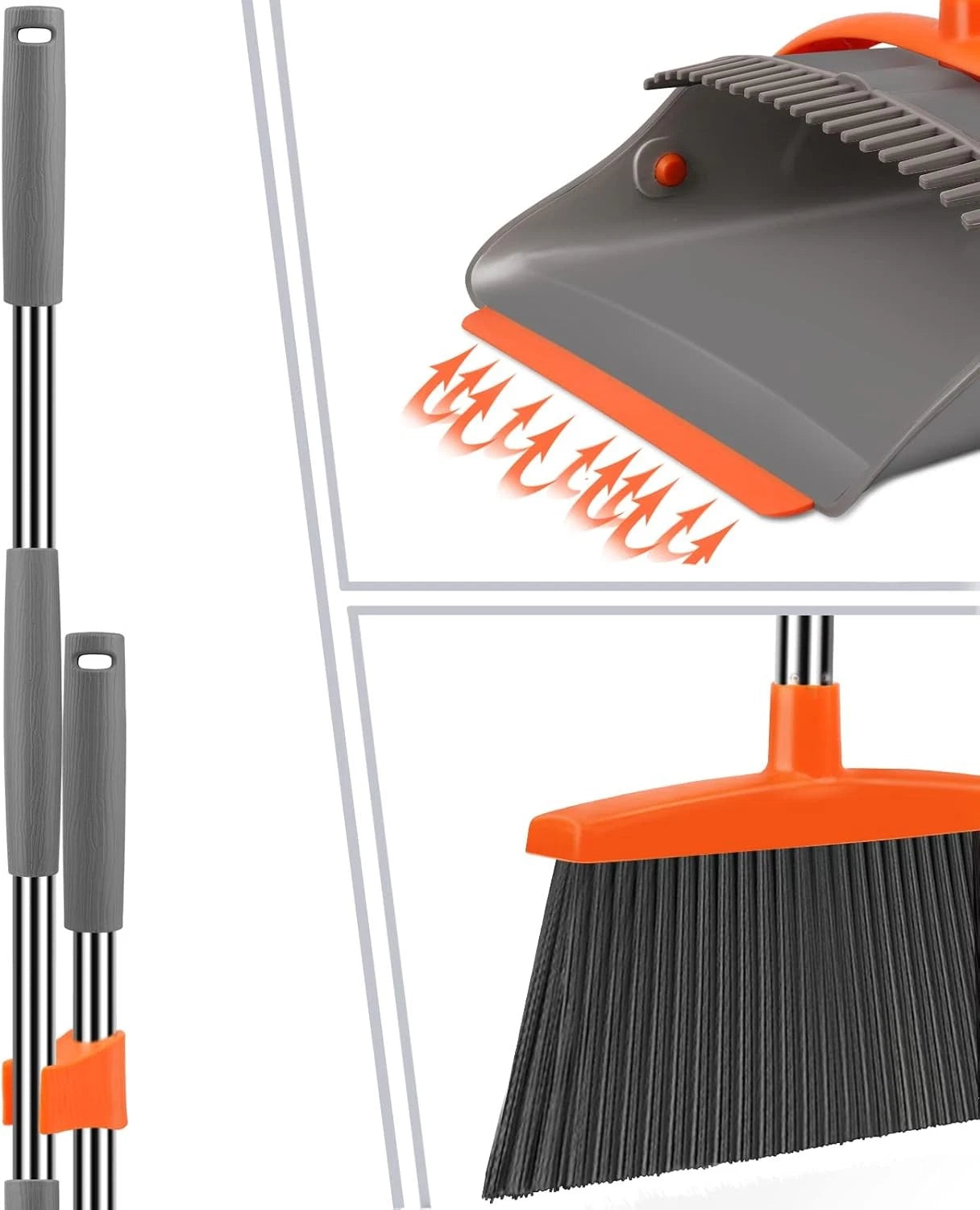Broom and Dustpan Set for Home, Broom and Dustpan Combo for Office, Long Handle