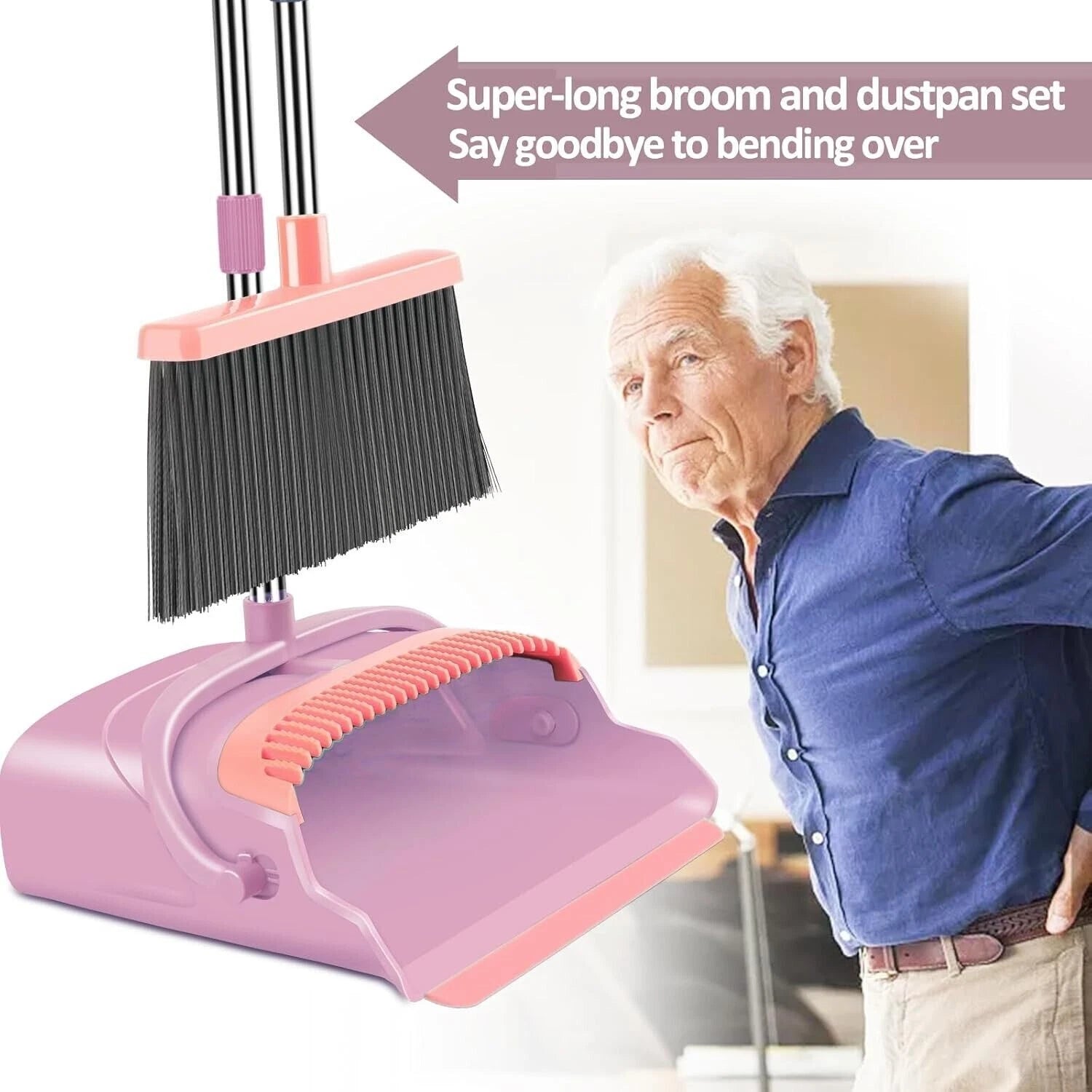 Broom and Dustpan Set for Home, Office, Indoor&Outdoor Sweeping GC005
