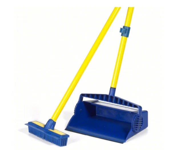 NOVUS SB9SET 4WLX9 Synthetic Blue Bristle Lobby Broom & Dust Pan 37"L Handle