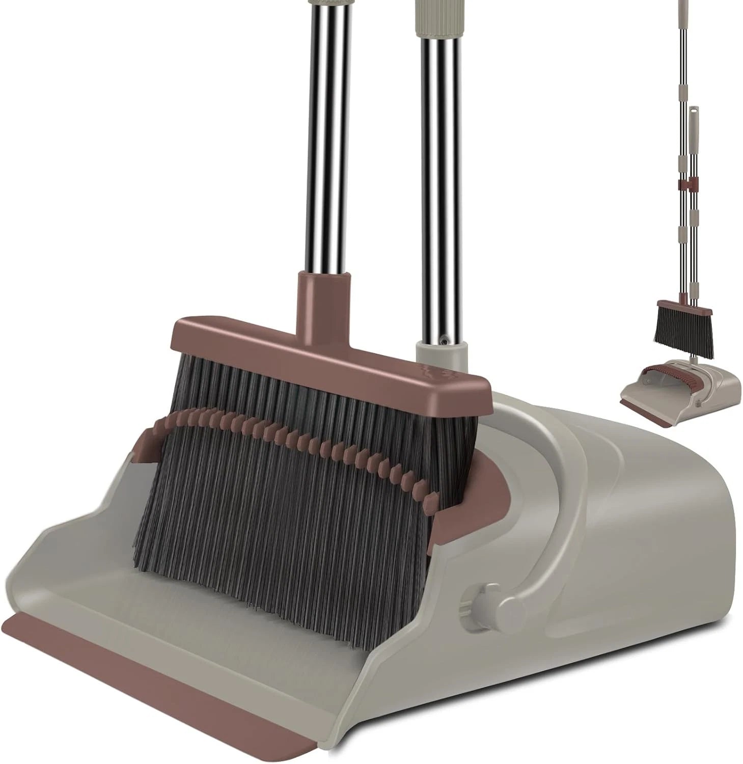 Broom and Dustpan Set, Self-Cleaning with Dustpan Teeth, Ideal for Dog Cat Pets