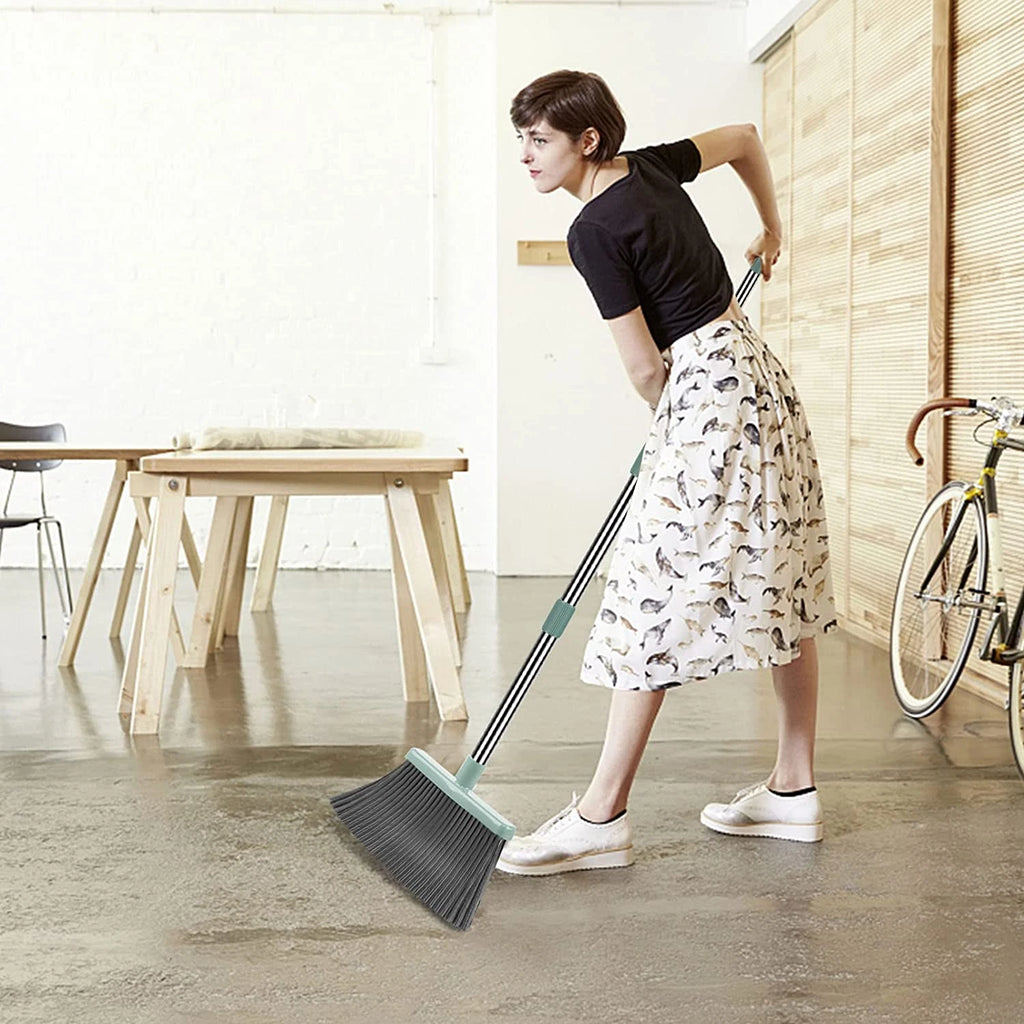 Upgrade Broom and Dustpan Set, Large Size and Stiff Broom Dust Pan with Long Han