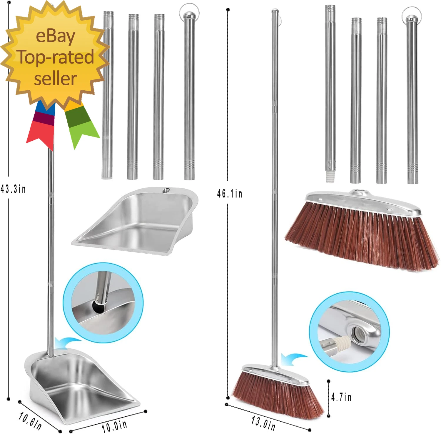 Broom and Dustpan Set for Home 56" Kitchen Broom with Dustpan Combo Set Heavy