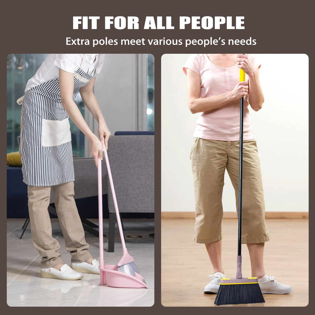 Broom and Dustpan Set for Home with 54 Inches Long Handle, Upright Stand Up D...